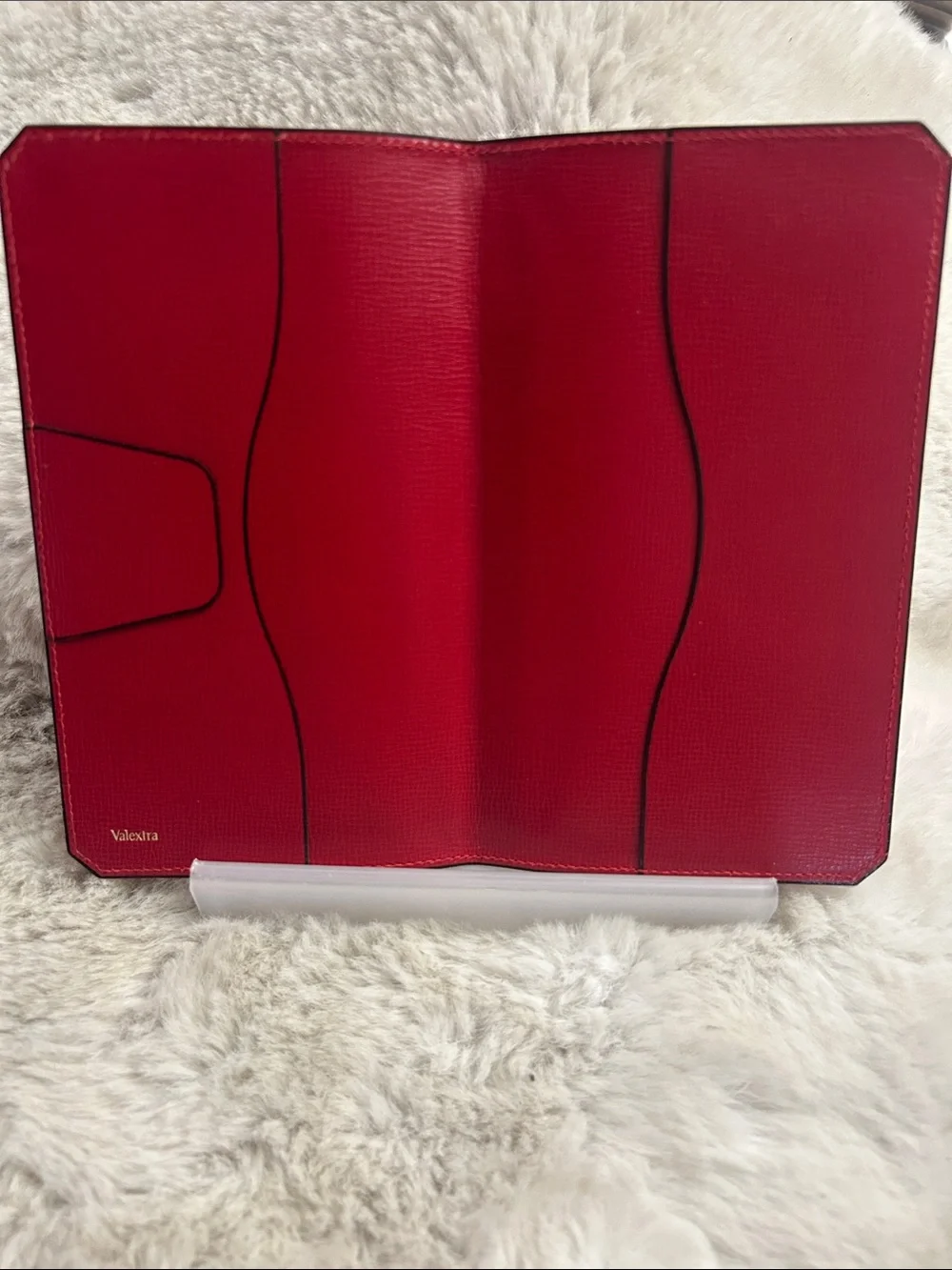 Valextra long red leather travel wallet Passport holder Retail $550